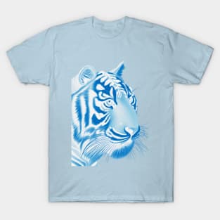 Blue and White Tiger Face T-Shirt